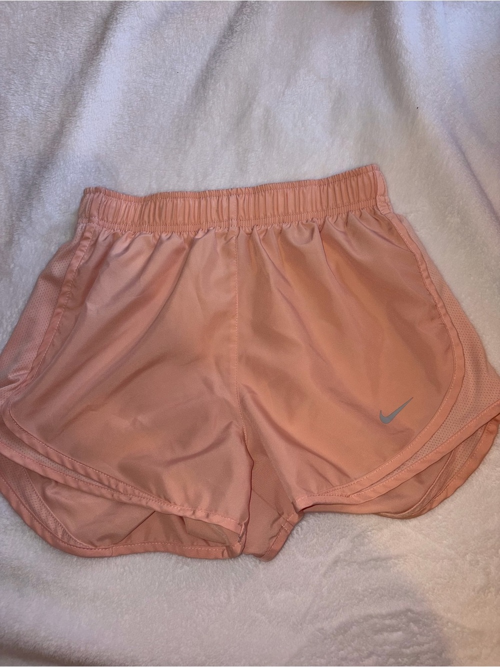 Nike Peach Athletic Shorts with Reflective Swoosh